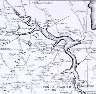Ashprington area on Donn's map of 1765 sx85don
